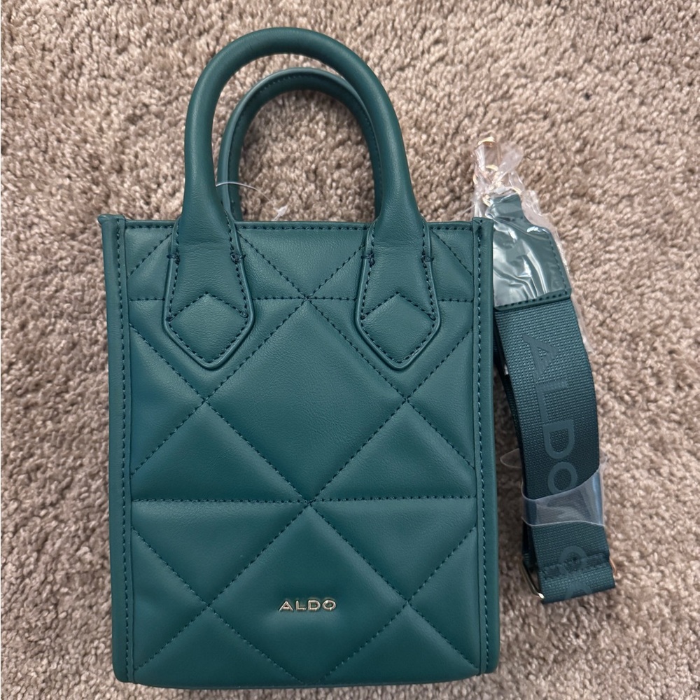Aldo Green Mini Quilted Bag with Removable Strap